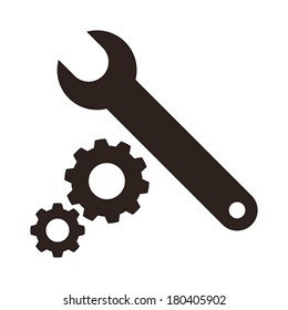 Wrench and gears icon isolated on white background