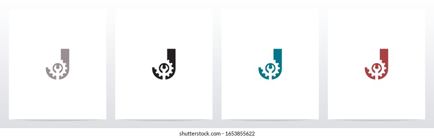 Wrench And Gears On Letter Logo Design J