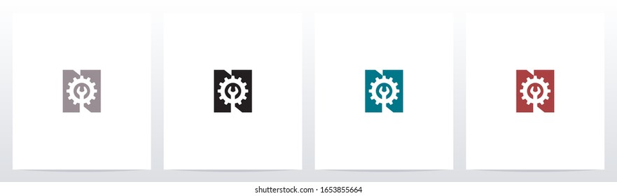 Wrench And Gears On Letter Logo Design N