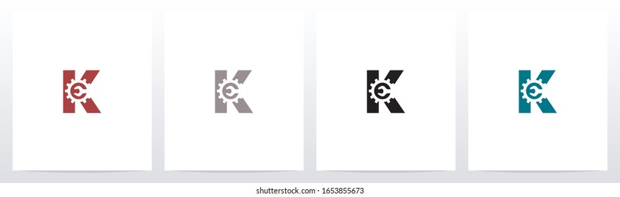 Wrench And Gears On Letter Logo Design K