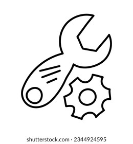 Wrench and gears, simple icon. Service and repair tools, hand drawn icons. Doodle symbol for infographic banner and website design. logo vector illustration.