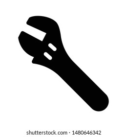 wrench glyph flat vector icon