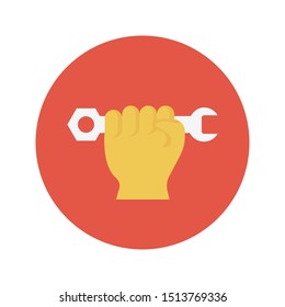 wrench glyph flat vector icon