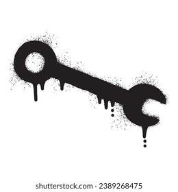 Wrench graffiti with black spray paint