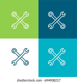 Wrench green and blue material color minimal icon or logo design