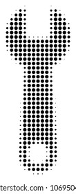 Wrench halftone vector pictogram. Illustration style is dotted iconic Wrench icon symbol on a white background. Halftone pattern is round spots.