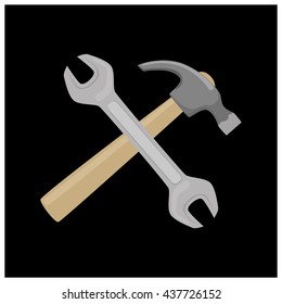wrench and hammer cartoon illustration
