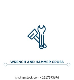 wrench and hammer cross outline vector icon. simple element illustration. wrench and hammer cross outline icon from editable building trade concept. can be used for web and mobile
