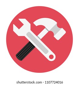 Wrench and hammer flat icon