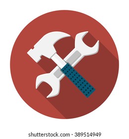 Wrench and hammer icon. Wrench cross hammer illustration