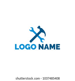 Wrench and hammer icon, logo