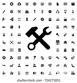Wrench hammer icon. set of filled car service icons.