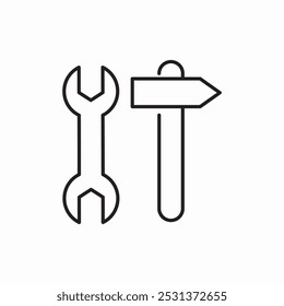Schraubenschlüssel und Hammer-Symbol, Vektor