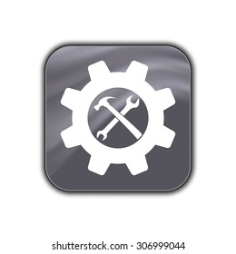 wrench and hammer icon - vector button