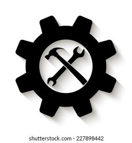 wrench and hammer icon - vector illustration with shadow