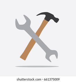 Wrench And Hammer Icon, Vector Illustration Design. Tools Collection.