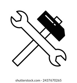 Wrench With Hammer icon vector strock illustration
