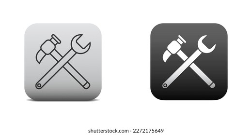 Wrench and hammer. Repair symbol. Tools icon isolated on white background. Flat vector illustration.