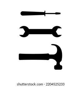 wrench, hammer and screwdriver icon vector illustration
