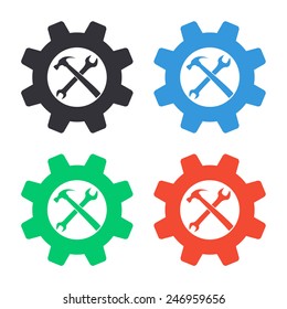 wrench and hammer settings icon - colored vector illustration