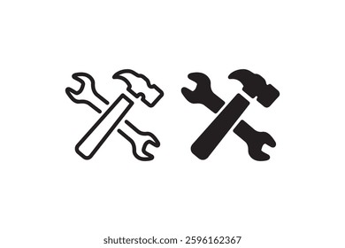 Wrench and Hammer Tool Icons Vector