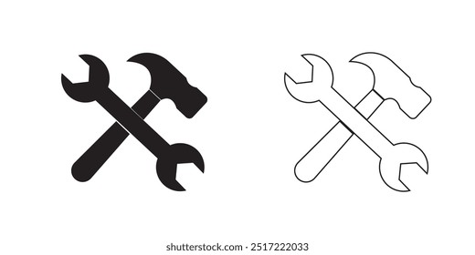 Wrench and hammer, tools icon