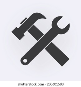 Wrench and hammer. Tools icon