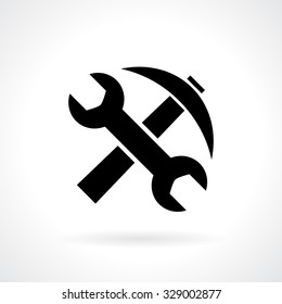 Wrench and hammer, tools icon