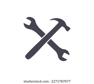 Wrench and hammer, tools icon design. Construction, fix, repair, settings, build, engineer, engineering, architect, architecture, tools, builder vector design and illustration.