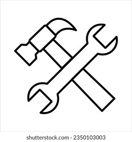 Wrench and hammer. Tools icon flat illustration on white background.