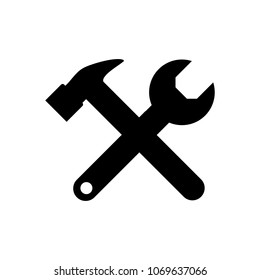 Wrench and hammer. Tools icon isolated on white background