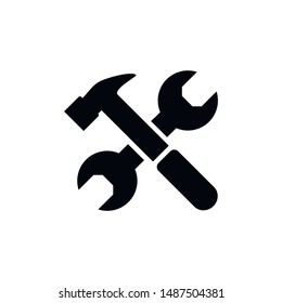 Wrench and hammer. Tools icon isolated on white background