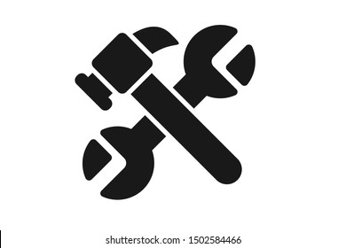 Wrench and hammer. Tools icon isolated on white background