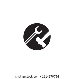 Wrench and hammer. Tools icon isolated on white background