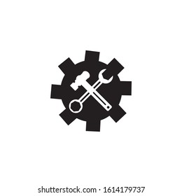 Wrench and hammer. Tools icon isolated on white background