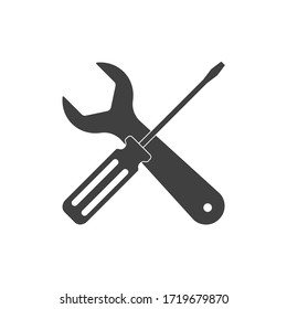 Wrench and hammer. Tools icon isolated on white background.