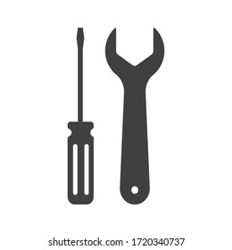 Wrench and hammer. Tools icon isolated on white background.