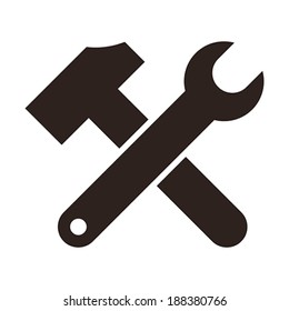 Wrench and hammer. Tools icon isolated on white background