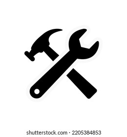 Wrench and hammer. Tools icon isolated on white background