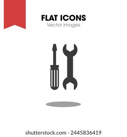 Wrench and hammer. Tools icon isolated on white background
