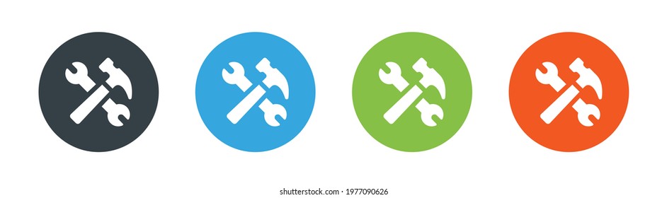 Wrench and hammer, tools icon. Vector illustration