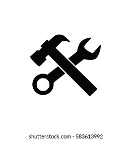 Wrench hammer. Tools icon vector illustration on white background.