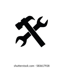 Wrench and hammer tools icon vector illustration on white background.