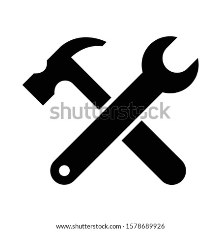 wrench and hammer tools icon vector.