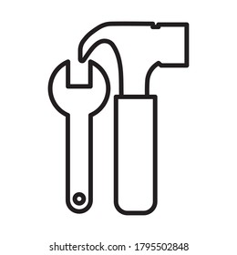 wrench and hammer tools line style icon vector illustration design