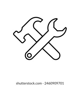 Wrench and hammer tools - vector icon