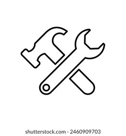 Herramientas de llave y martillo - Icono de Vector