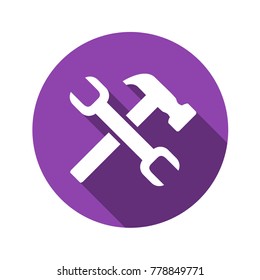 Wrench and hammer vector flat icon.