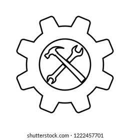 Wrench and hammer - vector icon without  fill