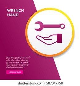 Wrench and Hand Icon. Flat Isolated Graphic Info Board